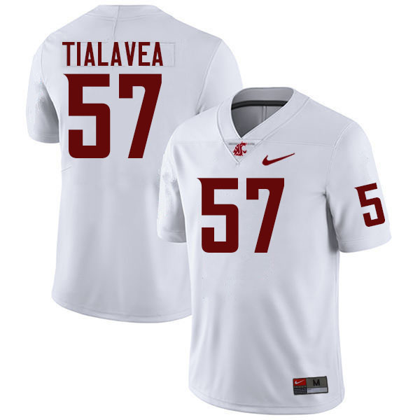 Men #57 Rodrick Tialavea Washington State Cougars College Football Jerseys Stitched-White